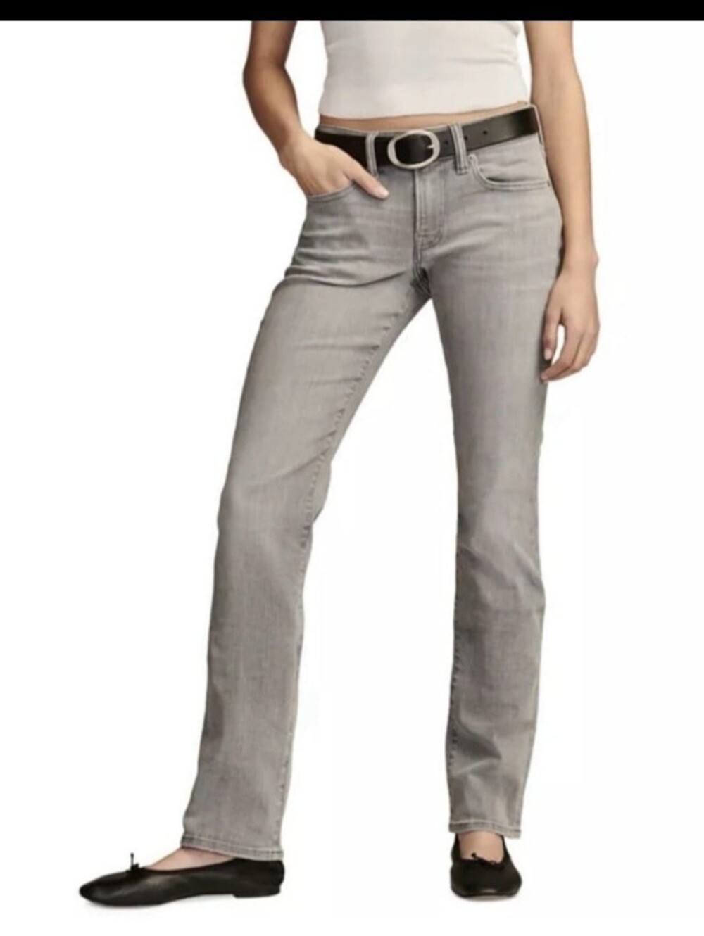 NWT! Lucky Brand Sweet Mid Straight Leg Jeans in Light Gray. Size 4/27 - Picture 2 of 14